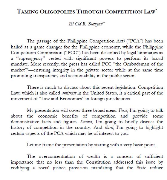 Taming Oligopolies Through Competition Law